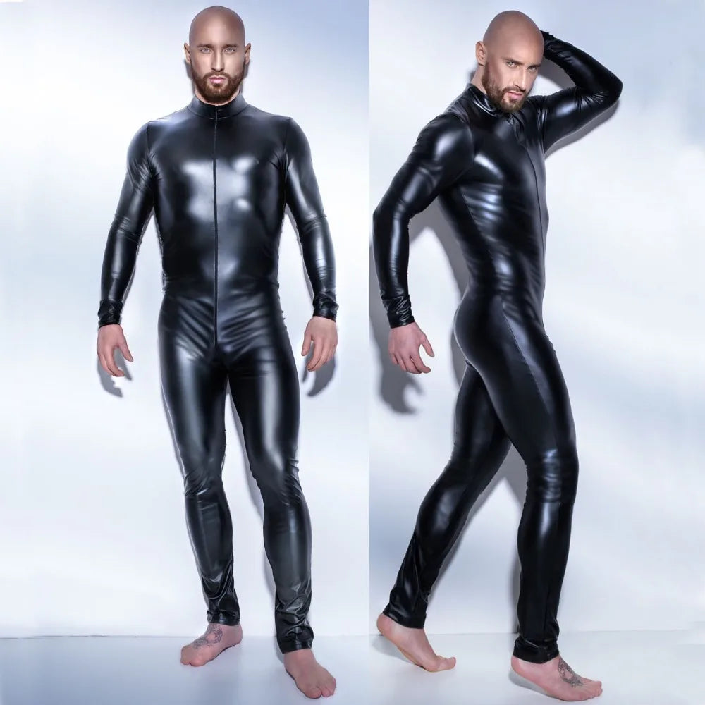 PU LEATHER OVERALL SET