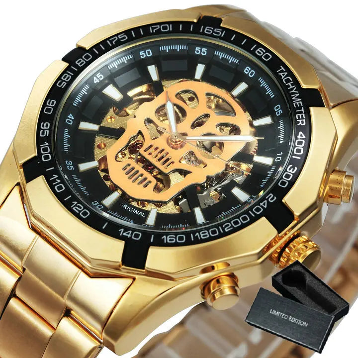 STEAMPUNK SKULL LOGO MECHANICAL WATCH