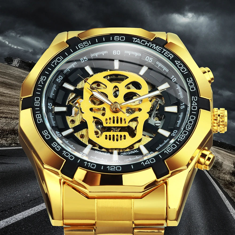 STEAMPUNK SKULL LOGO MECHANICAL WATCH
