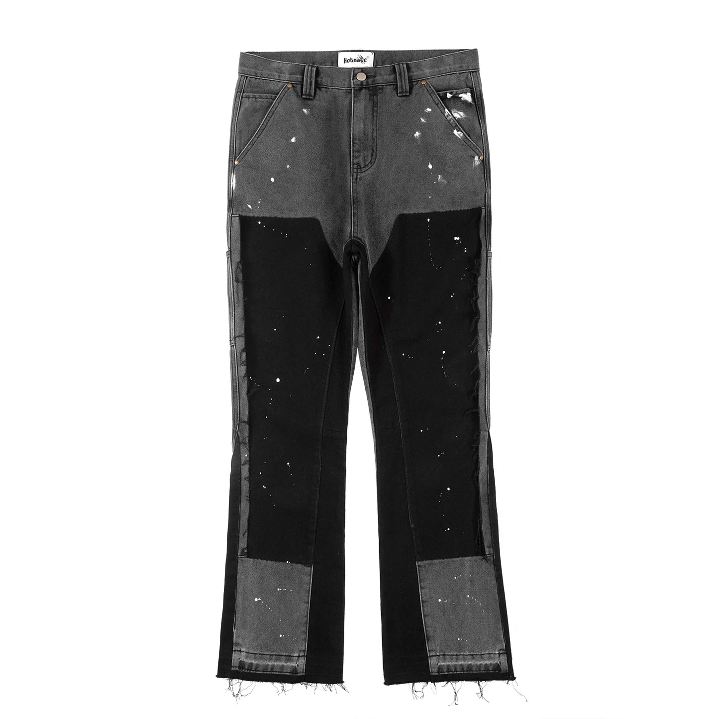 SPLICED SPECKLED PATCHWORK JEANS