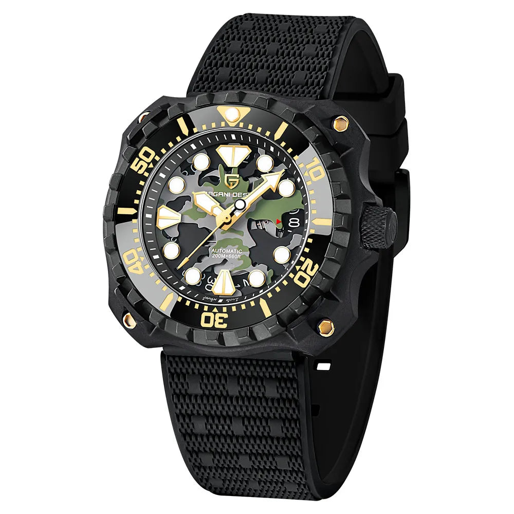 CAMOUFLAGE HOLLOW DIAL MECHANICAL WATCH