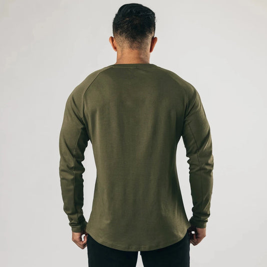 LONG SLEEVE V-NECK COTTON T-SHIRT