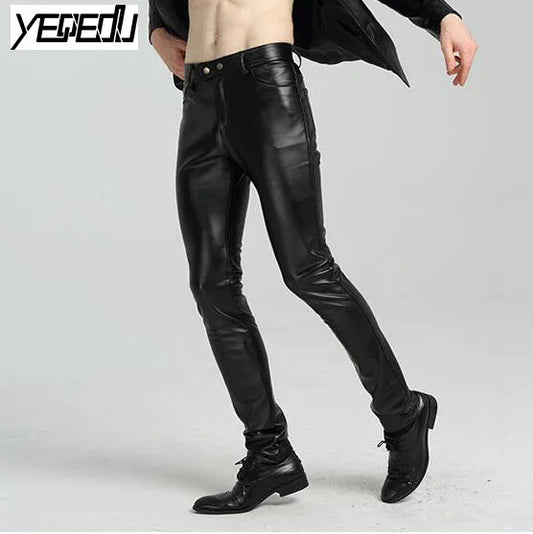 SLIM TIGHT BLACK LEATHER PANTS