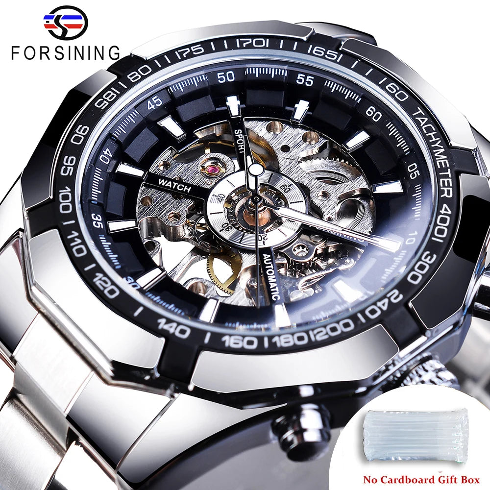 CLASSY SILVER MECHANICAL WATCH