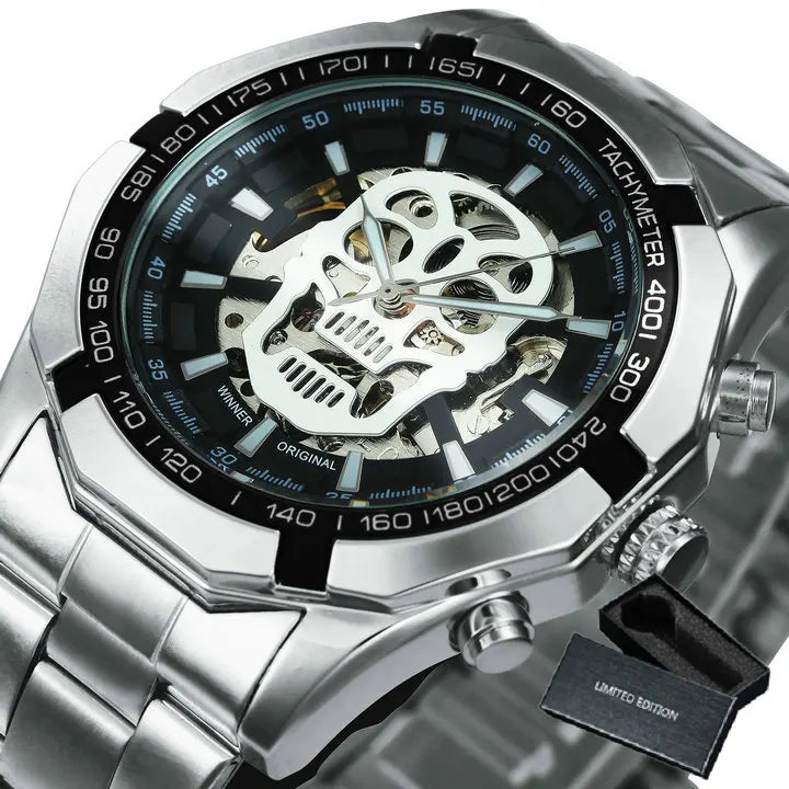 STEAMPUNK SKULL LOGO MECHANICAL WATCH