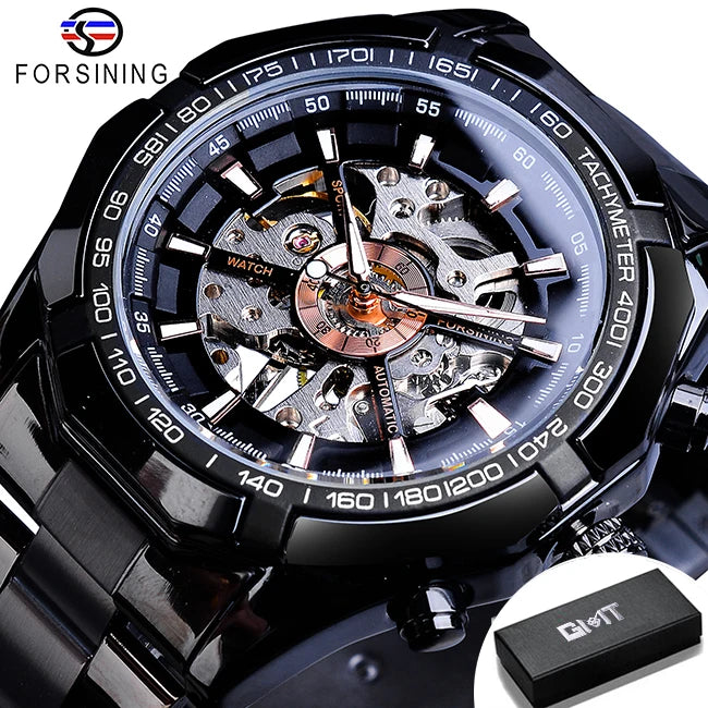 CLASSY SILVER MECHANICAL WATCH