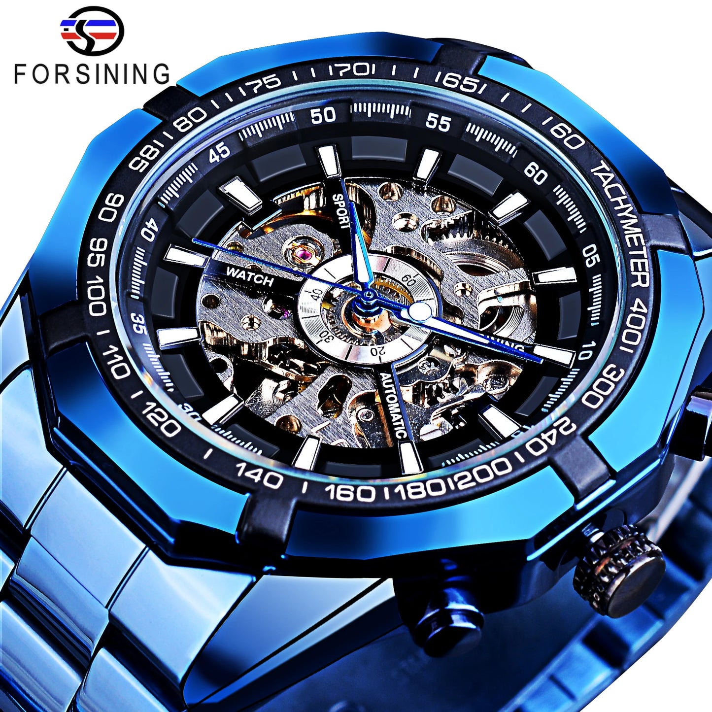 CLASSY SILVER MECHANICAL WATCH