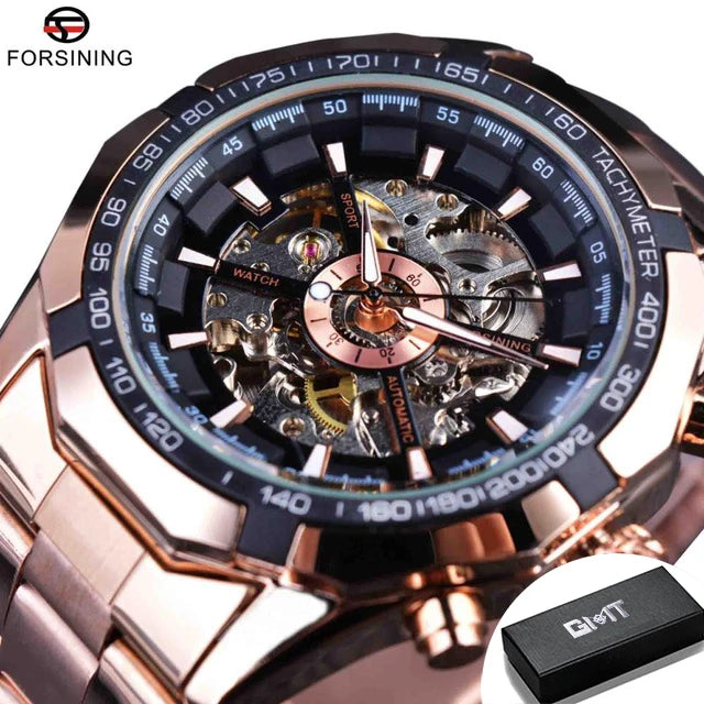 CLASSY SILVER MECHANICAL WATCH