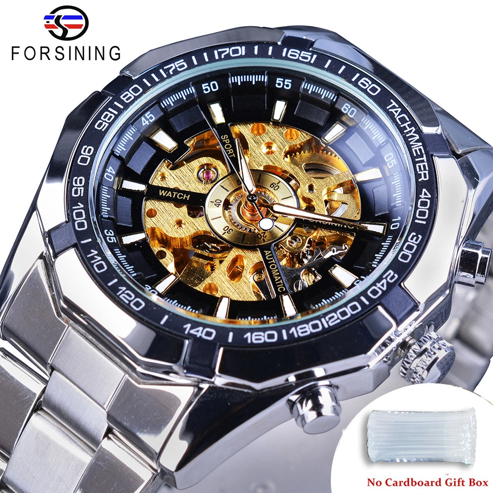 CLASSY SILVER MECHANICAL WATCH