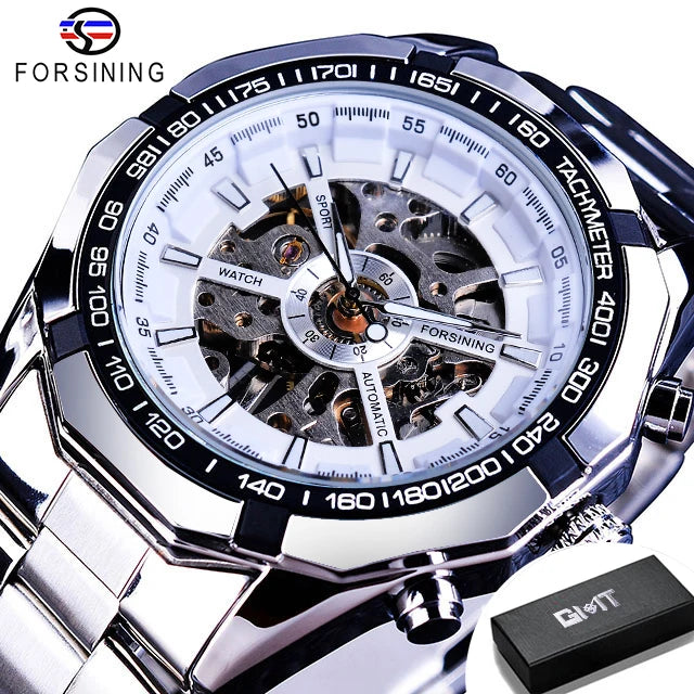 CLASSY SILVER MECHANICAL WATCH