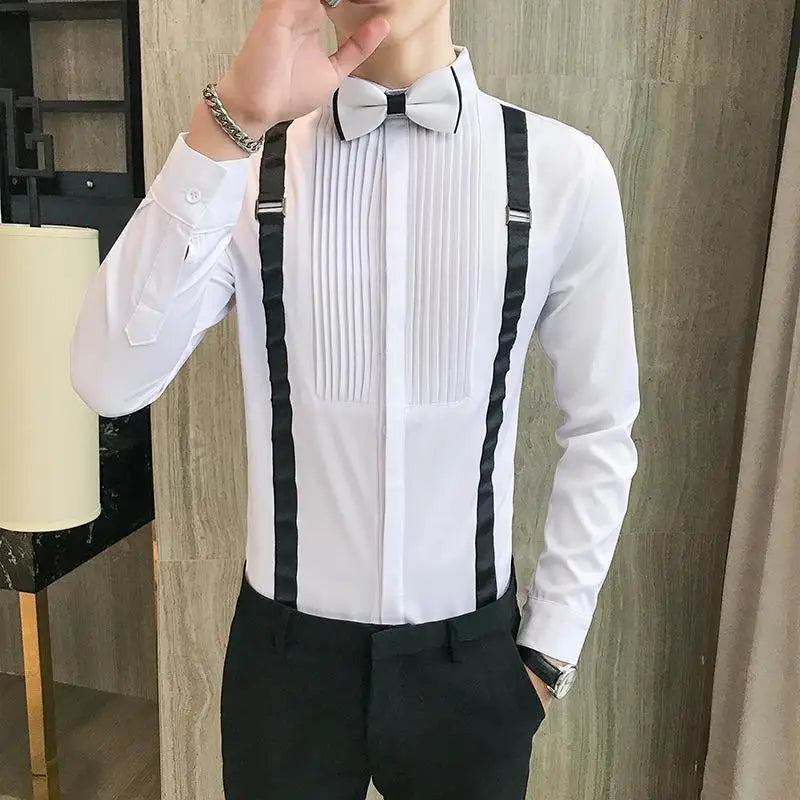 WHITE PLEATED SHIRT