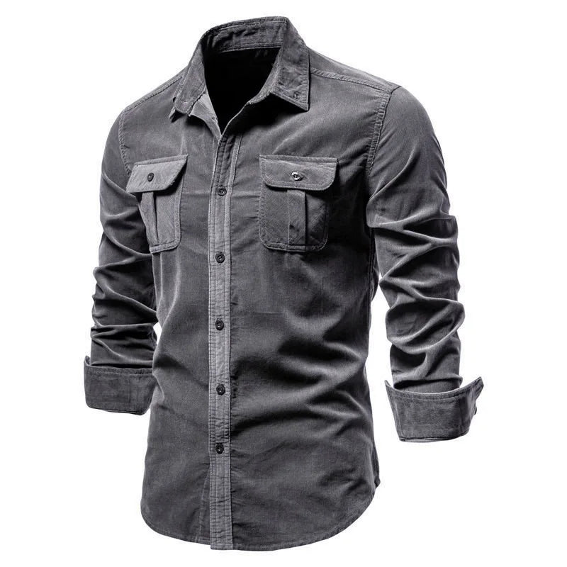 SOLID COLOR CORDUROY SHIRT