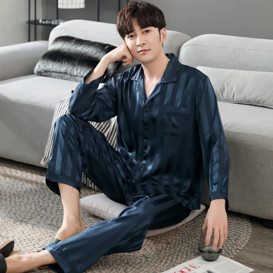 STRIPED SILK PAJAMA SET