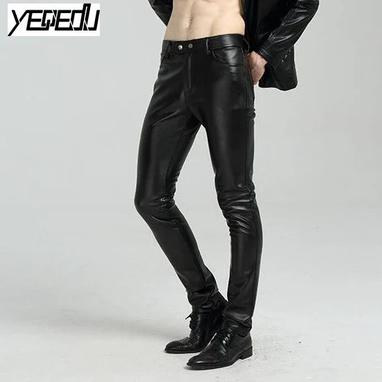 SLIM TIGHT BLACK LEATHER PANTS