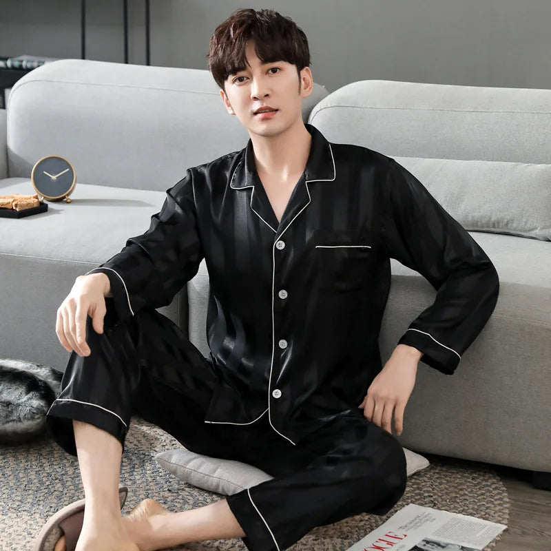 STRIPED SILK PAJAMA SET