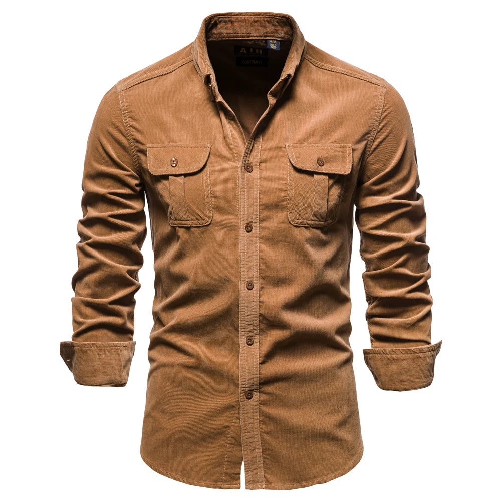SOLID COLOR CORDUROY SHIRT